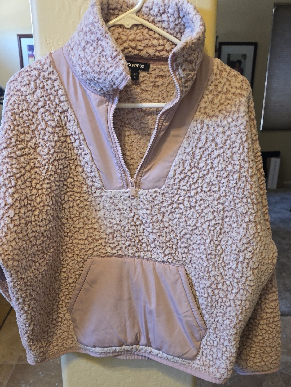 Express Pale Lavender Teddy Sherpa Half-Zip Pullover